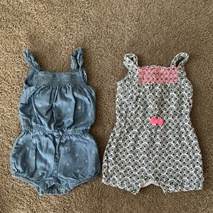2 rompers for 6-9 months both adorable